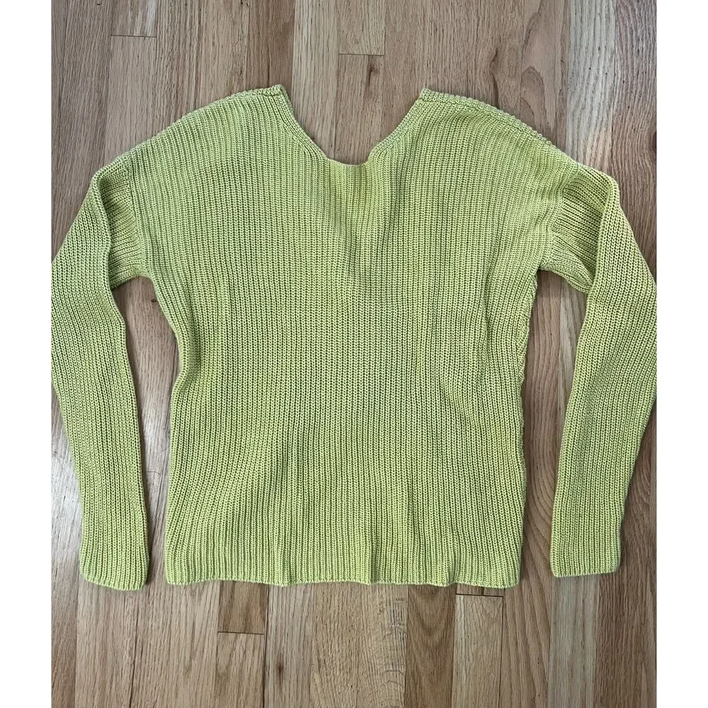 Loft Bright Avocado Tie Back Sweater‎ Medium